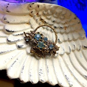 Vintage Silver Filigree Basket Brooch